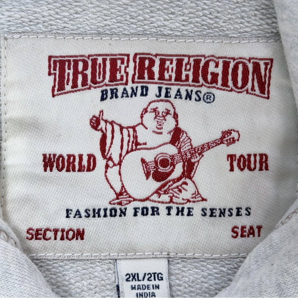 True Religion Classic Logo Front Zip Hoodie Size 2XL Men's - Picture 12 of 16